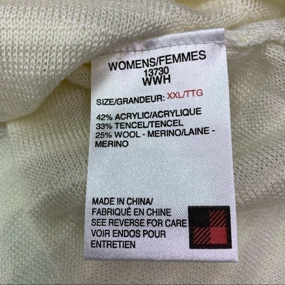 Woolrich Sweater Cream Knit 2XL V Neck Long Sleeve XXL Plus Size - Picture 6 of 9